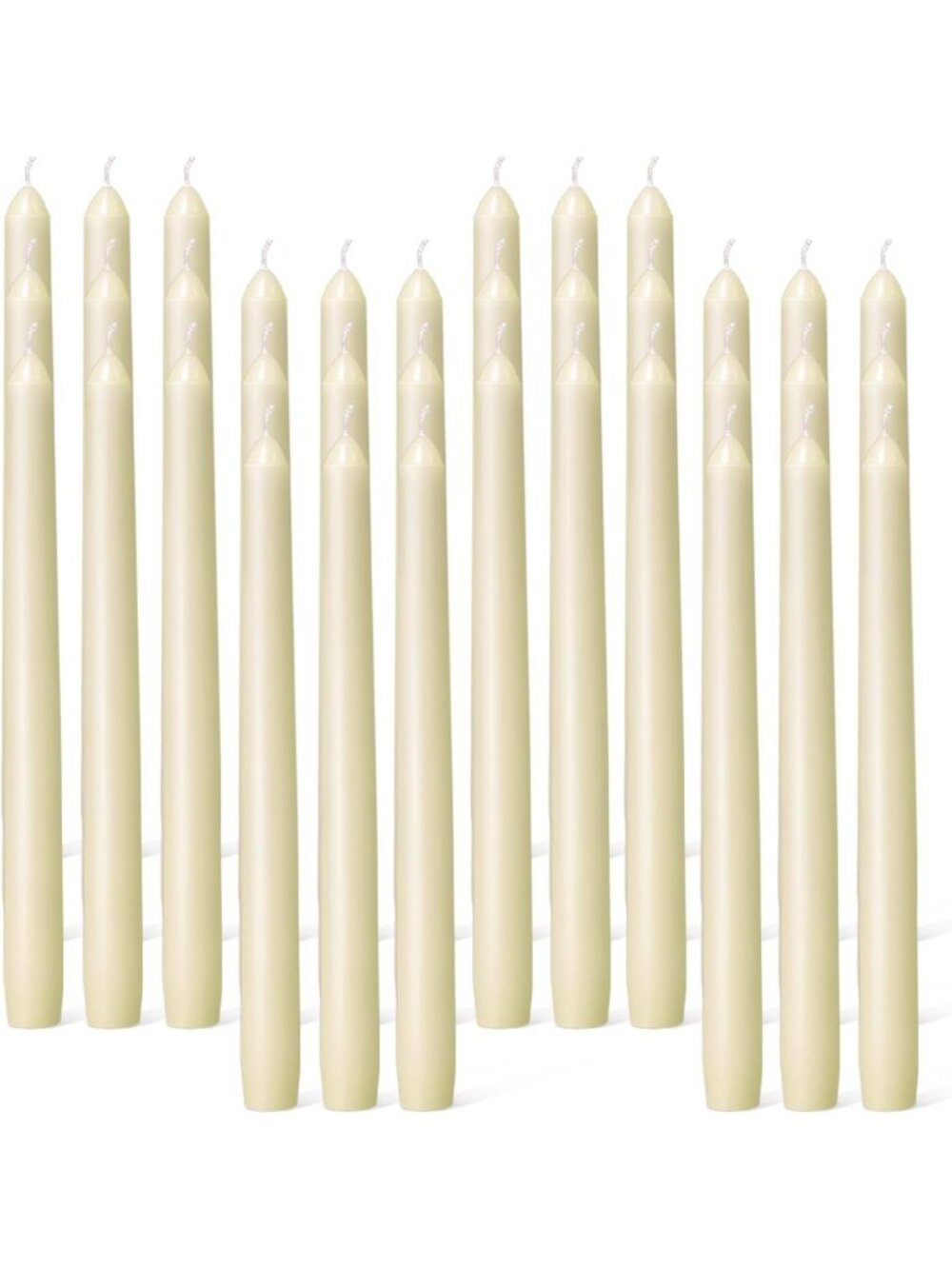 Ivory Taper Candles 10 Inch - 36 Pack Dripless Smokeless Unscented Cream Sticks
